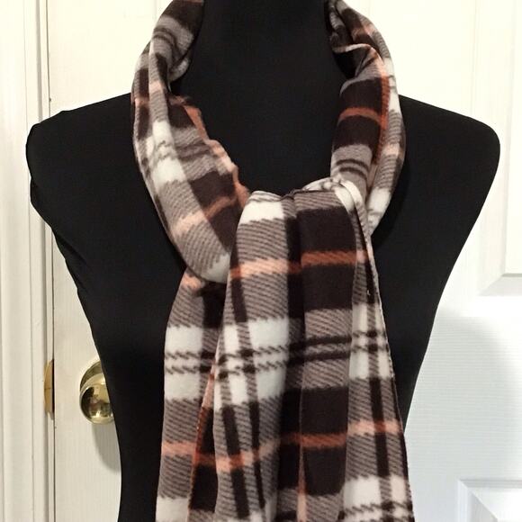 Women’s Plaid Cashmere Feel Scarf Multicolor Brown Soft Fringe Wrap 57x11.5 - Picture 3 of 10